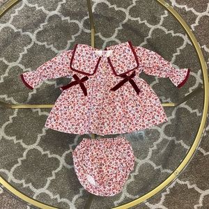Valentina Bebes - Millie burgundy floral dress and knickers set